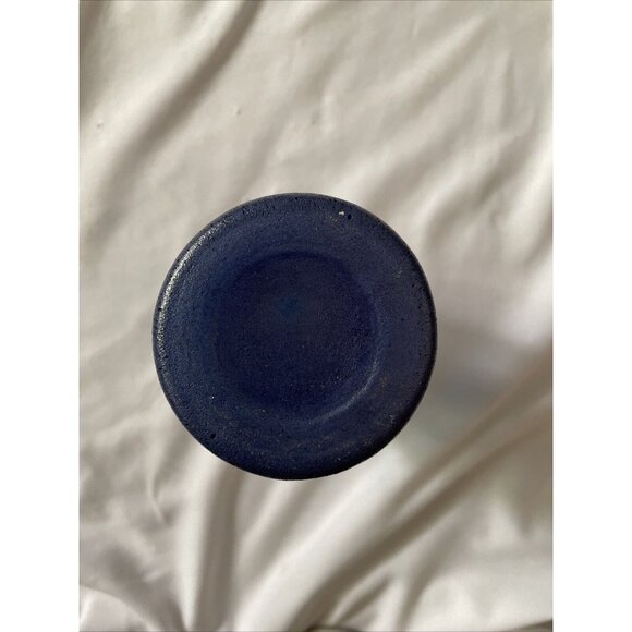 Handmade Blue & Gold Art Glass Vase With Textured Design - Decorative Accent Pie - Picture 7 of 14